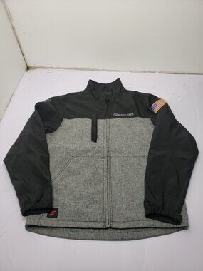 Snap On Coat Black & Gray Embroidered Jacket Men's Size L Full Zip RN 123408